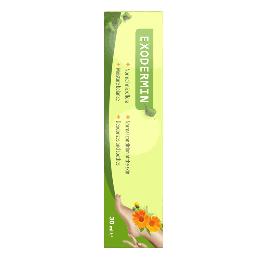 Tubo y caja verde de la crema Exodermin