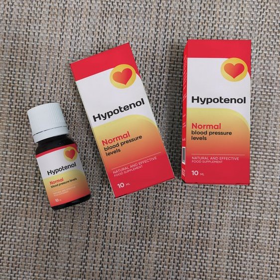 Frasco cuentagotas y cajas de Hypotenol