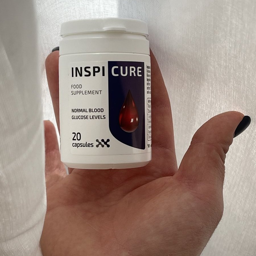Frasco blanco de Inspicure con 20 cápsulas