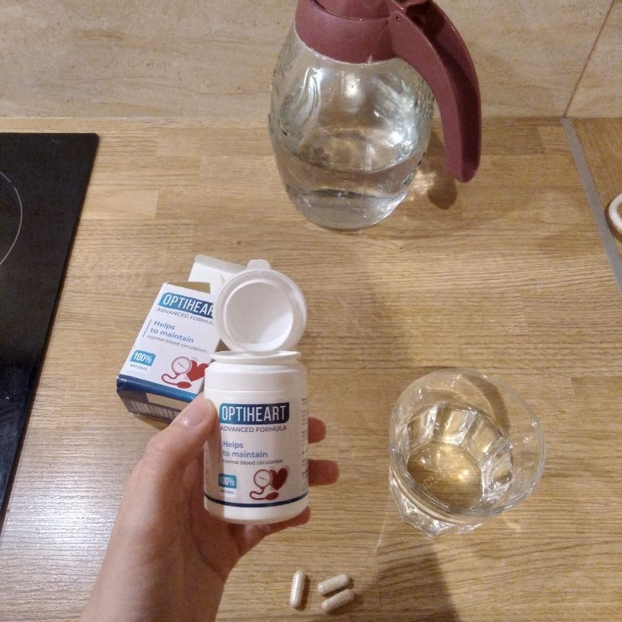 Frasco y caja de Optiheart