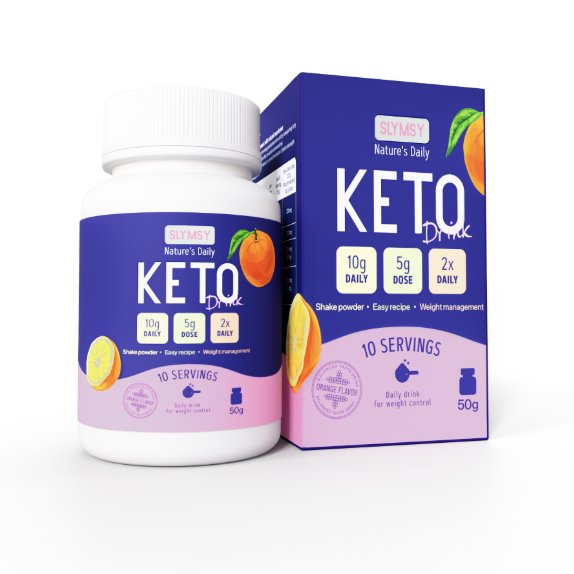 Bote y caja de Slymsy Keto Drink